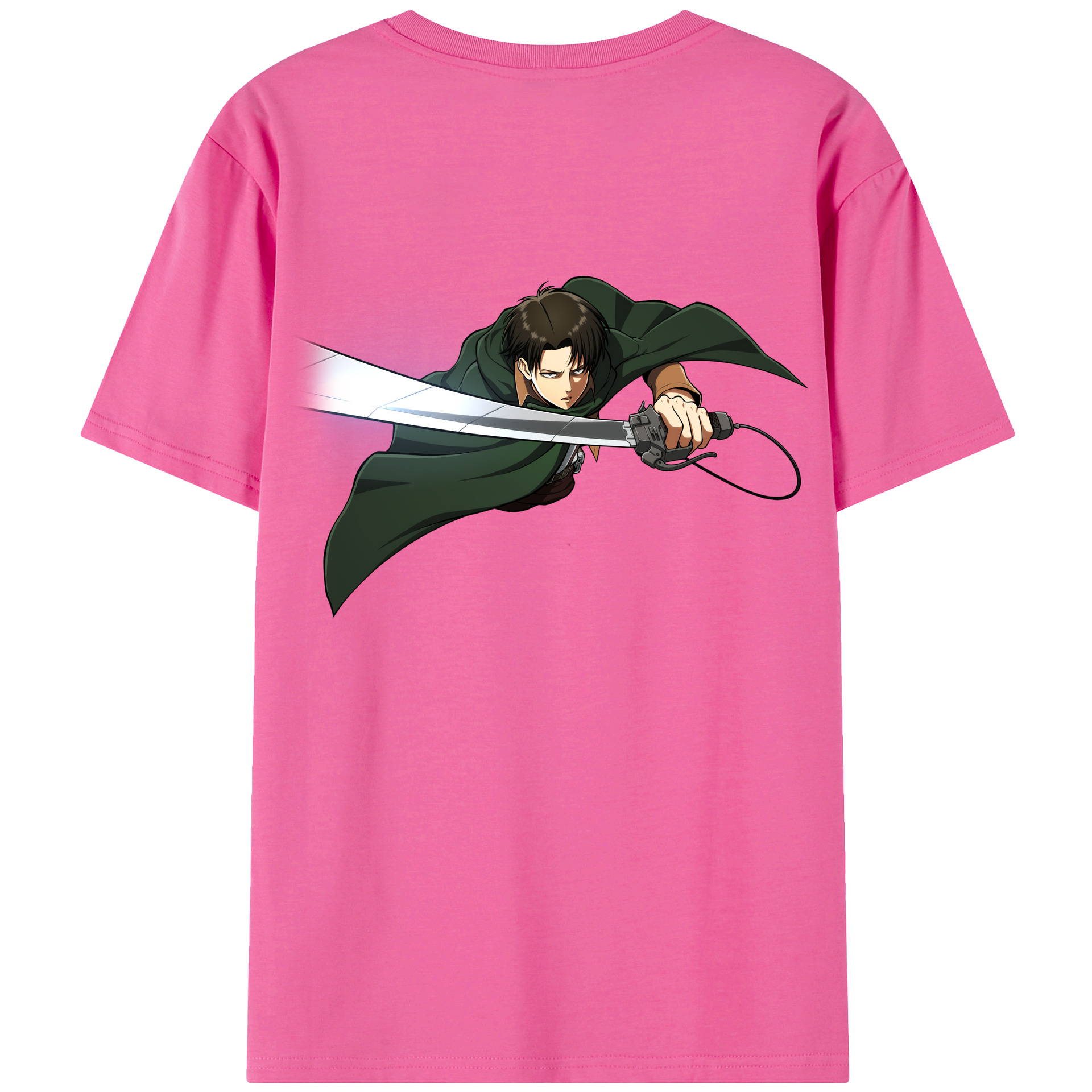 （画像用） 進撃の巨人 リヴァイ·アッカーマン Attack on Titan Levi Ackerman レディース半袖Tシャツ(バックプリント)